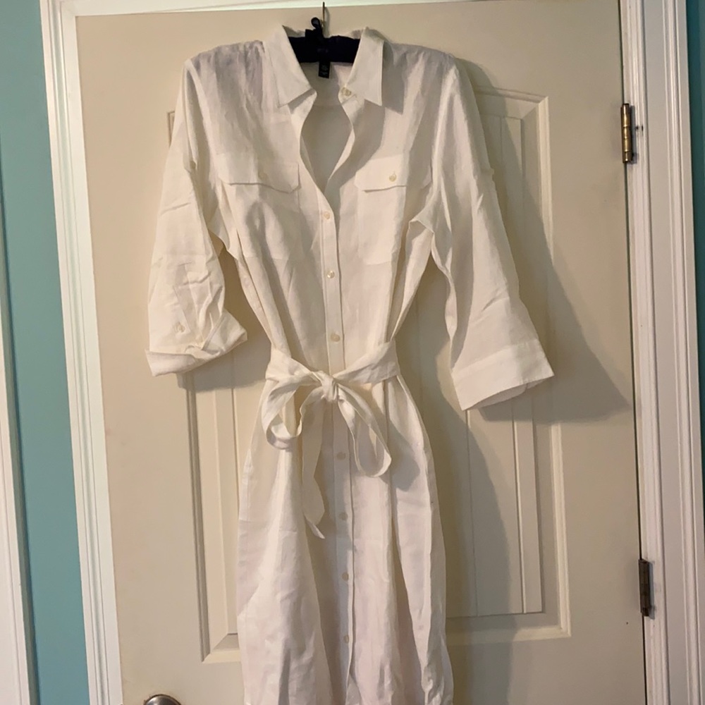 Women’s Ralph Lauren White linen Shirtdress XL